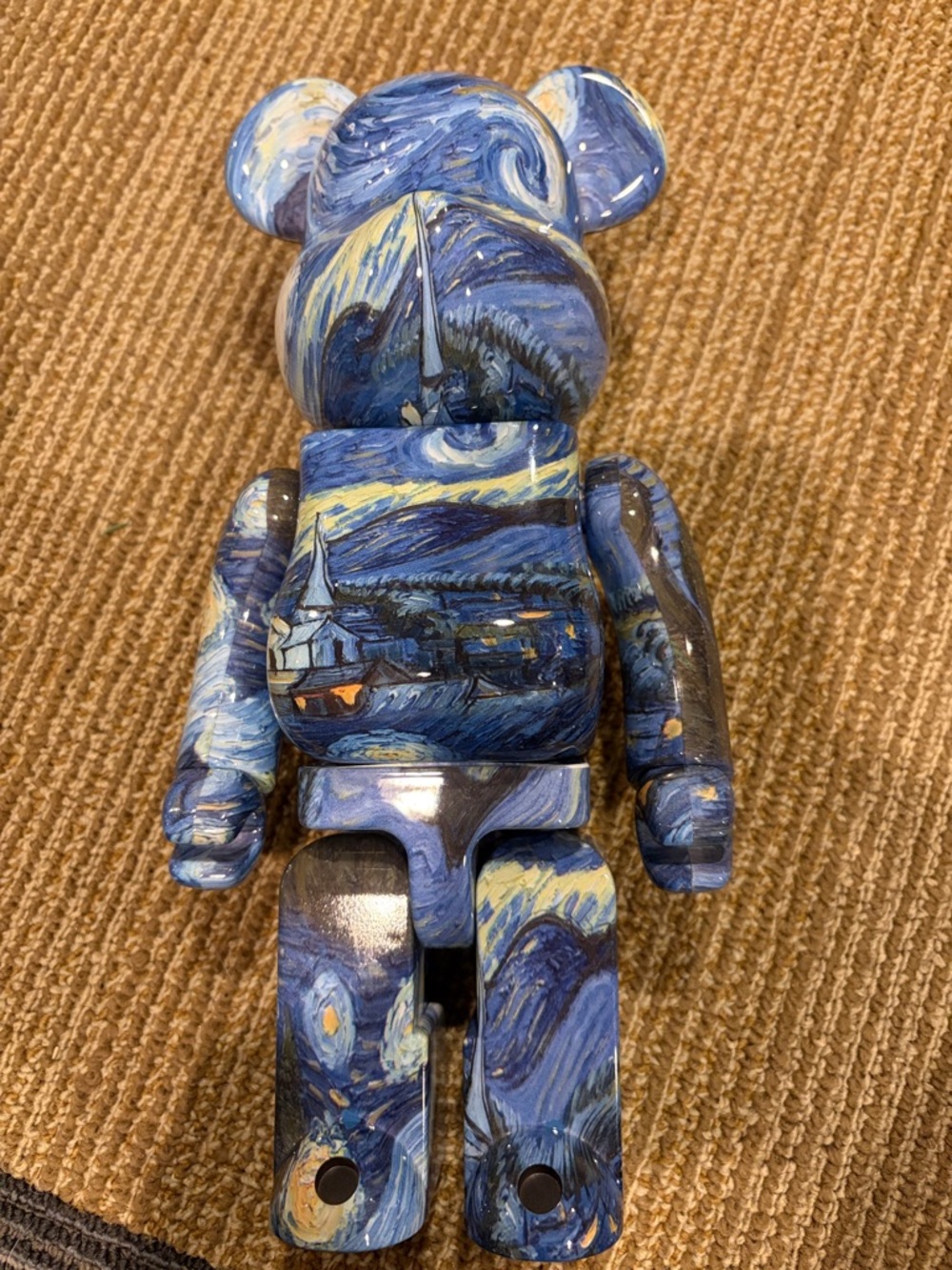 Be@rBrick, Art-Inspired Blue 'Starry Night' Bear Figurine for Home Decor